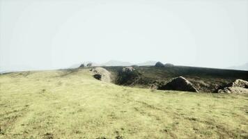 High mountain summer landscape and meadow with huge stones among the grass video