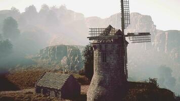 Landscape view on the old windmill video