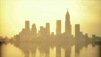 Smog lies over the skyline of Historical architecture and modern skyscrapers video