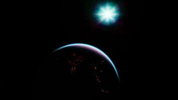 Earth at night with city lights. Elements of this image furnished by NASA video