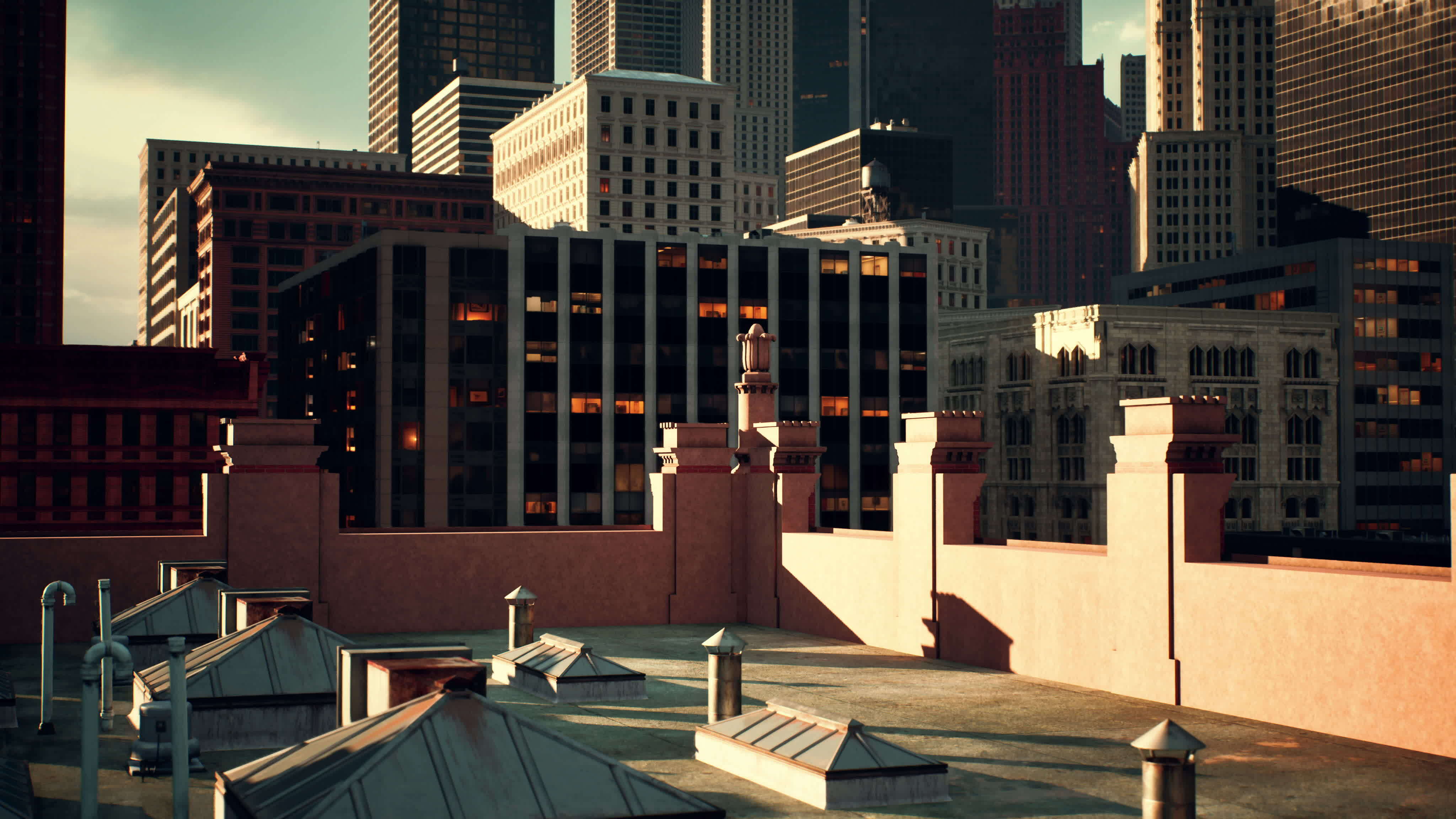 During sunrise the rooftops of Manhattan 34802977 Stock Video at Vecteezy