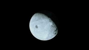 perspectiva de el parcialmente iluminado lunar superficie visto desde lejos video