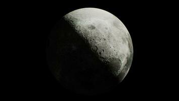 The moon partially illuminated by the sun's rays as viewed from orbit video