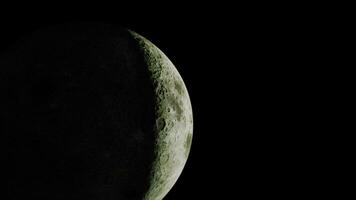 sight of the partially illuminated moon as seen from space video