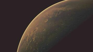 planeet Mars in de sterrenhemel lucht van zonne- systeem in ruimte. video