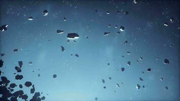 immense field of treacherous asteroids in a cosmic nebula video