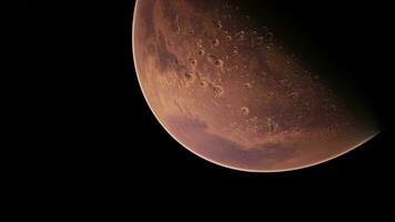 Amazing red planet Mars in deep stellar space video