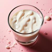 AI generated Glass of fresh ECO milk, isolated background - AI generated image photo