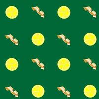 Green seamless lemon and snake confetti pattern. Fashionable template for Christmas, New Year. Vector illustration.
