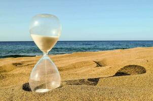 an hourglass on the beach photo