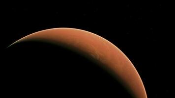 planeet Mars in de sterrenhemel lucht van zonne- systeem in ruimte. video