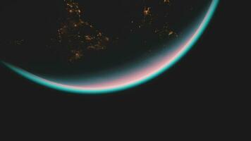Erde beim Nacht mit Stadt Beleuchtung. Elemente von diese Bild möbliert durch NASA video