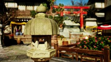 Beautifully lit Japanese temple clear weather video