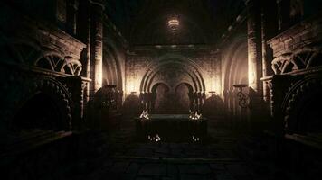 Breathtaking atmosphere dark gothic chapel flickering candles video