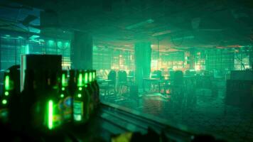 abbandonato asiatico bar raggiante con neon luci video