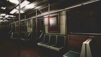 empty subway wagon using New York city public transportation system video