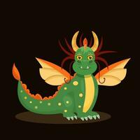 Year of the Dragon. Happy New Year 2024 greeting card. Cute green dragon. Happy New Year, dragon. Chinese symbol vector