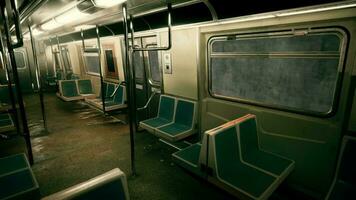 An empty train car in the metro underground video