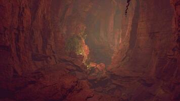 A vibrant red rock cave with stunning natural formations video