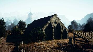 An old abandoned farm cottage on Bodmin Moor in Cornwall - vintage effect video