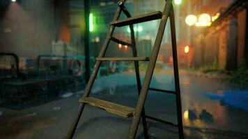A wooden ladder sitting in the middle of a street video