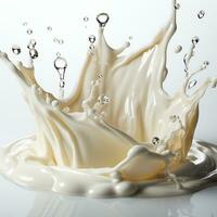 AI generated Splashes of milk, fresh cow white milk - AI generated image photo