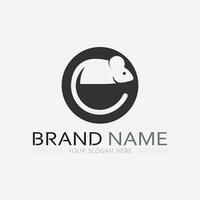 Mouse logo and animal vector design illustration