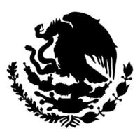 Mexican flag emblem Black silhouette. Mexican coat arms with eagle. Vector illustration.