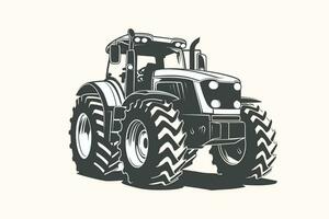 silhouette of a tractor illustration vector with black old tractor on white background