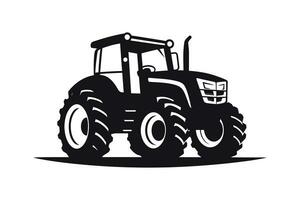 silueta de un tractor ilustración vector con negro antiguo tractor en blanco antecedentes