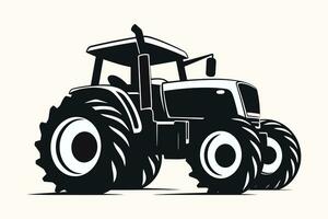 silueta de un tractor ilustración vector con negro antiguo tractor en blanco antecedentes