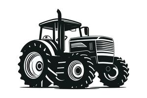 silhouette of a tractor illustration vector with black old tractor on white background