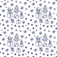 Christmas pattern in doodle style. dark line on a white background. Vector illustration.