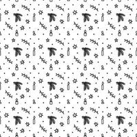 Christmas pattern in doodle style. dark line on a white background. Vector illustration.