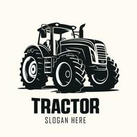 silhouette of a tractor illustration vector with black old tractor on white background