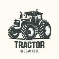 silhouette of a tractor illustration vector with black old tractor on white background