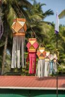 Traditional Diwali decorative paper lantern on street photo