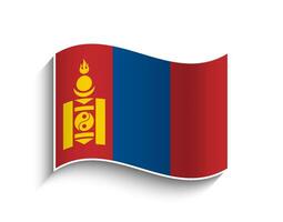 Vector Mongolia waving Flag Icon