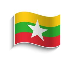 vector myanmar ondulación bandera icono