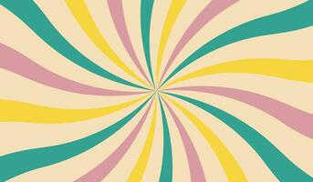 Sunburst retro 60s 70s abstract colorful background. Vector illustration