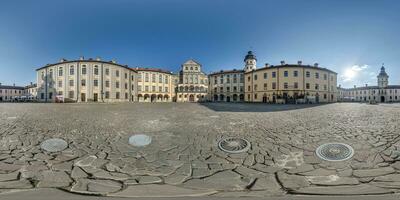 seamless spherical hdri 360 panorama overlooking restoration of the historic castle or palace with columns and gate  in equirectangular projection photo