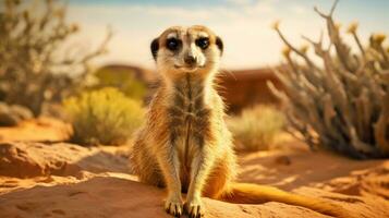 AI generated Alert Meerkat on Lookout in Desert Habitat photo