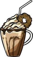 glass of caramel frappe chocolate vector