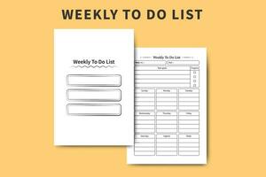 To do list log book interior template vector. Weekly worklist and task progress checker. To do list notebook template design. Weekly task organizer and checklist diary interior. Worklist organizer. vector