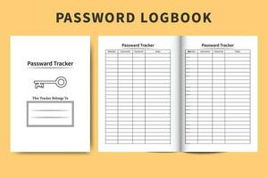 Password log book template design for websites. Simple password tracker notebook layout vector. Daily website information checker journal interior. Password tracker diary interior vector. vector