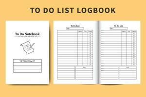 To do task planner journal interior vector. Worklist and task tracker template design. To do list logbook and task tracker. Task planner notebook vector. To do work organizer and task checklist. vector