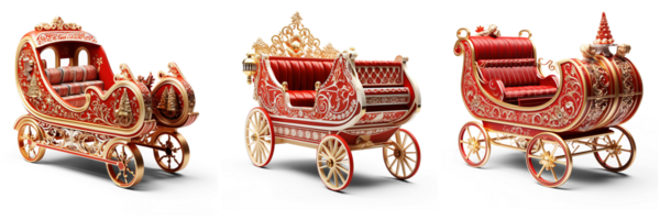 AI generated Set of Decorative Christmas Sleigh isolated on transparent background png