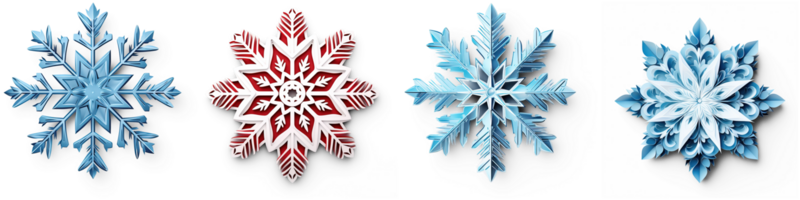 ai gegenereerd reeks van artistiek Kerstmis sneeuwvlok geïsoleerd Aan transparant achtergrond png