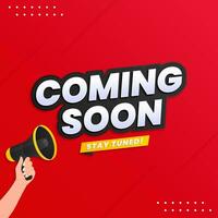 Coming soon with megaphone design on abstract background vector