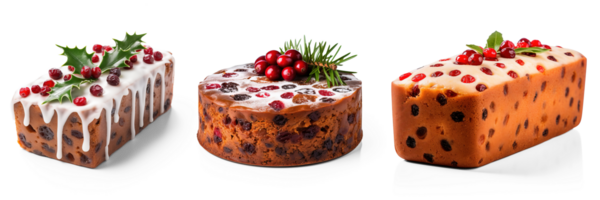 AI generated Set of Edible Christmas Fruitcake isolated on transparent background png